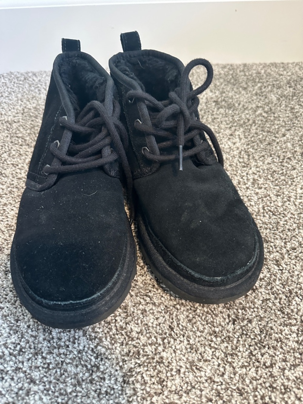 Ugg Black Suede Lace-Up Winter Boots - Picture 2 of 6